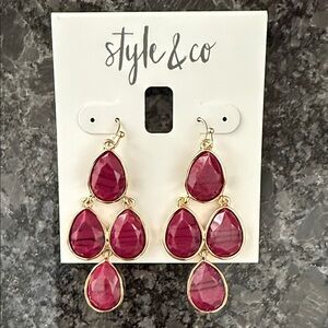 Style & Co. Gold and Red Teardrop Earrings